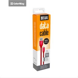Kabelis ColorWay Data Cable Apple Lightning Charging cable, Fast and safe charging; Stable data transmission, Red, 1 m
