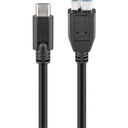 Kabelis Goobay 67995 USB-C to micro-B 3.0 cable Round cable, SuperSpeed data transfer - The USB-C cable supports data transfer rates up to 5GBps - 10