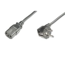 Kabelis Digitus Power Cord, Schuko (CEE 7/7) 90ø angled - C13 M/F, H05VV-F3G 0.75qmm 1.8 m, Black