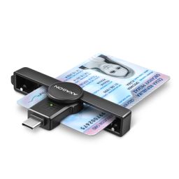 ID kortelių skaitytuvas AXAGON CRE-SMPC, sulankstomas, USB-C, Smart/ID, USB 2.0/USB 1.1