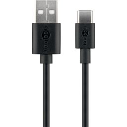 Kabelis Goobay USB-C cable Male 24 pin USB-C Male Black 4 pin USB Type A 1 m