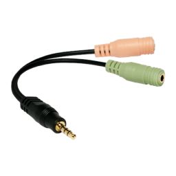 Adapteris Logilink Audio jack adapter, 4-pin, 3.5 mm stereo male to 2x 3.5mm female Black, 0.15 m