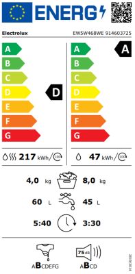 Skalbyklė-Džiovyklė ELECTROLUX EW5W468WE