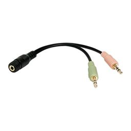 Kabelis Logilink Audio Adapter 3.5 Stereo 4-Pin Female to 2 x 3.5 Stereo Male Black, 0.105 m