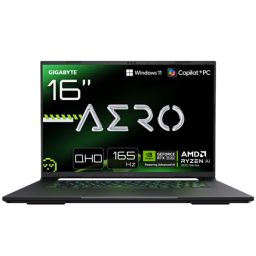 Nešiojamas kompiuteris Gigabyte AERO X16, 16", QHD+, 165Hz, AMD Ryzen 7, 16GB DDR5, 1TB SSD, RTX 5060 8GB, Win 11, 802.11ax, BT 5.2, apšviesta klaviatūra.