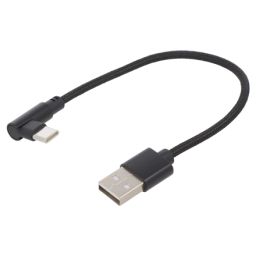 Kabelis Gembird Angled USB Type-C charging and data cable CC-USB2-AMCML-0.2M 0.2 m, Black