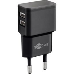 Įkroviklis Goobay Dual USB charger 44951 2.4 A, 2 USB 2.0 female (Type A), Black, 12 W