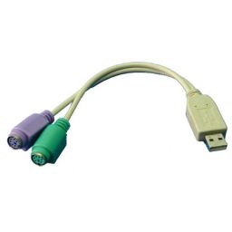 USB adapteris Logilink Adapter USB to PS/2 x2 : 2x Mini DIN 6-pin FM, USB M
