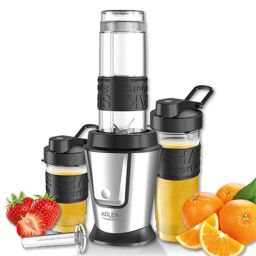 Kokteilinė Adler Blender AD 4081 Tabletop, 800 W, Jar material BPA Free Plastic, Jar capacity 0.57 and 0.4 L, Ice crushing, Black/Stainless steel