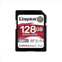 Atminties kortelė Kingston Canvas React | Flash memory card | 128GB | SDXC UHS-II Memory Card | Speed Class Video Class V60 / UHS-II U3 / Class10