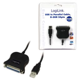 Adapteris Logilink USB 2.0 -> Paralel (LPT)  DB25 , 1,8m DB25, USB A male