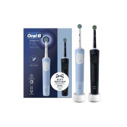 Elektrinis dantų šepetėlis Oral-B Vitality Pro Duo 2 galvutės 3 režimai juodas/baltas