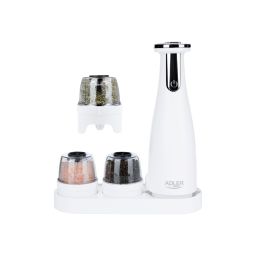 Druskos ir pipirų malūnėliai Adler Electric Salt and pepper grinder AD 4449w 7 W, Housing material ABS plastic, Lithium, Matte White