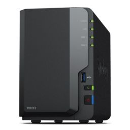 Diskų masyvas Synology DS223 Up to 2 HDD/SSD Hot-Swap, RTD1619B, Processor frequency 1.7 GHz, 2GB, DDR4, RAID Basic, JBOD, RAID 0, RAID 1, 1x1GbE/3xUS