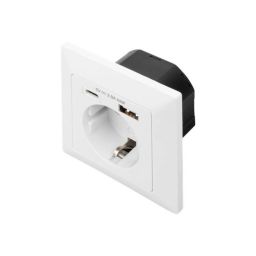 Rozetė Digitus Safety Plug skirta Flush Mounting with 1xUSB Type-C, 1xUSB A