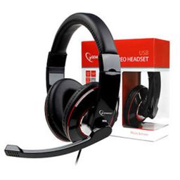 Ausinės Gembird MHS-U-001 USB headphones USB, Glossy black,