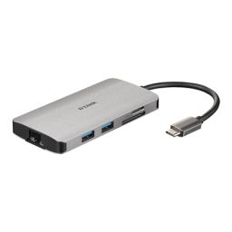 Jungčių stotelė D-Link 8-in-1 USB-C Hub with HDMI/Ethernet/Card Reader/Power Delivery DUB-M810	 0.15 m