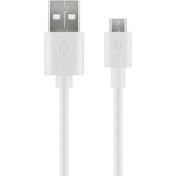 Kabelis Goobay Micro USB charging and sync cable 43837 White, USB 2.0 micro male (type B), USB 2.0 male (type A)